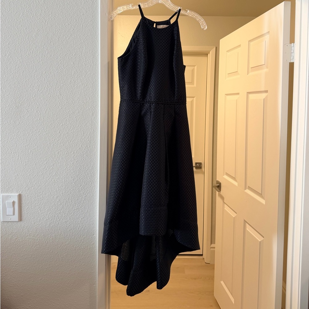 Sleeveless Black High-Low Textured Dress